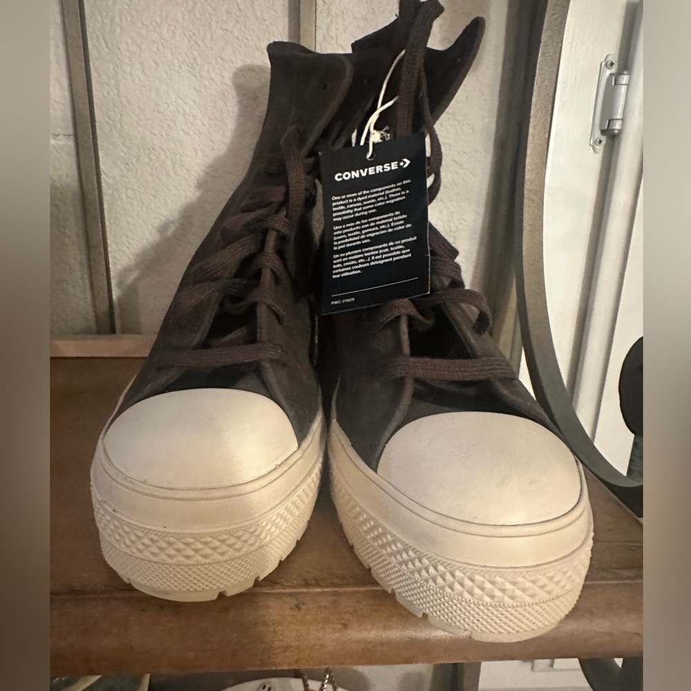 Converse Mocha Suede High-Top Sneakers with Platform Sole